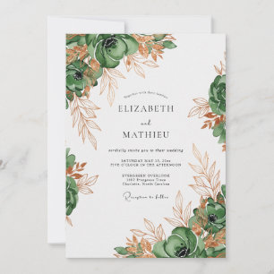 Invitación Boda Botánica Lujosa Verde Forestal