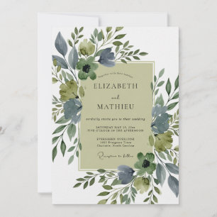 Invitación Boda Botánica Lujosa Verde Salvia
