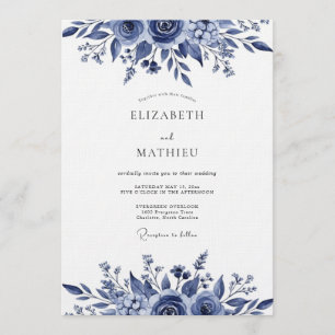 Invitación Boda Botánica Lujuriosa Índigo