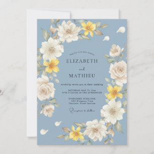 Invitación Boda Botánica Luminosa Azul de Aciano