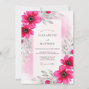 Invitación Boda Botánica Luminosa Magenta