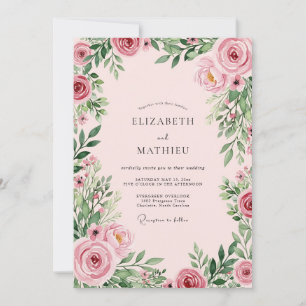 Invitación Boda Botánica Luminosa Rosa Rubor