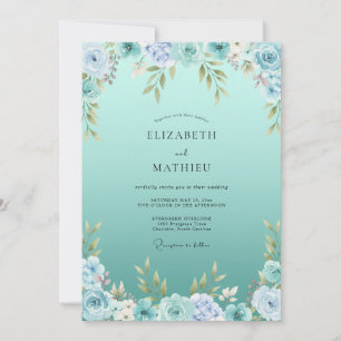 Invitación Boda Botánica Luminosa Turquesa