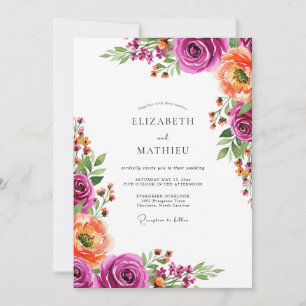 Invitación Boda Botánica Magenta Bloom