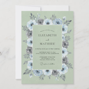 Invitación Boda Botánica Magnífica en Verde Salvia