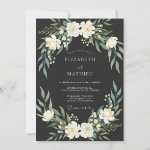 Invitación Boda Botánica Majestuosa con Carbón