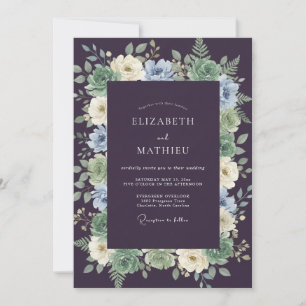 Invitación Boda Botánica Majestuosa de Berenjena