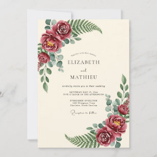 Invitación Boda botánica majestuosa de Borgoña