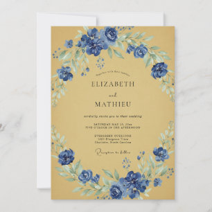 Invitación Boda Botánica Majestuosa de Ocre