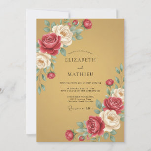 Invitación Boda Botánica Majestuosa Dorada
