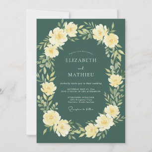Invitación Boda Botánica Majestuosa Verde Pino