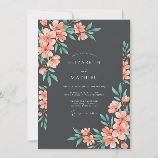 Invitación Boda Botánica Malhumorada de Carbón (Anverso)