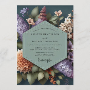 Invitación Boda botánica malhumorada de verde salvia
