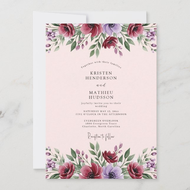 Invitación Boda Botánica Marrón Elegante (Anverso)