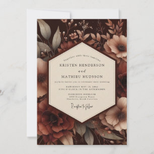 Invitación Boda Botánica Marrón Malhumorada