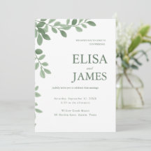 Boda Botánica Mínima Personalizada Verde Salvia