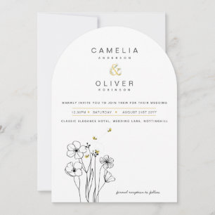 Invitación Boda Botánica Moderna de Abejas Patrimonio
