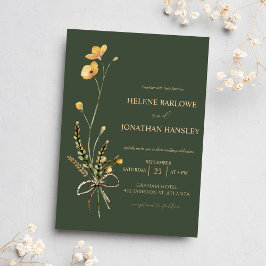 Invitación Boda Botánica Moderna y Verde de Flor Silvestre