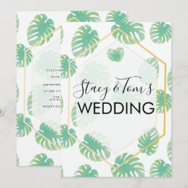 Invitación Boda Botánica Monstera Tropical Dibujada a Mano