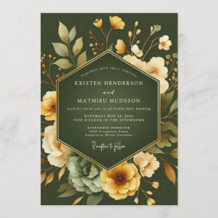 Invitación Boda Botánica Oliva Verde y Melancólica