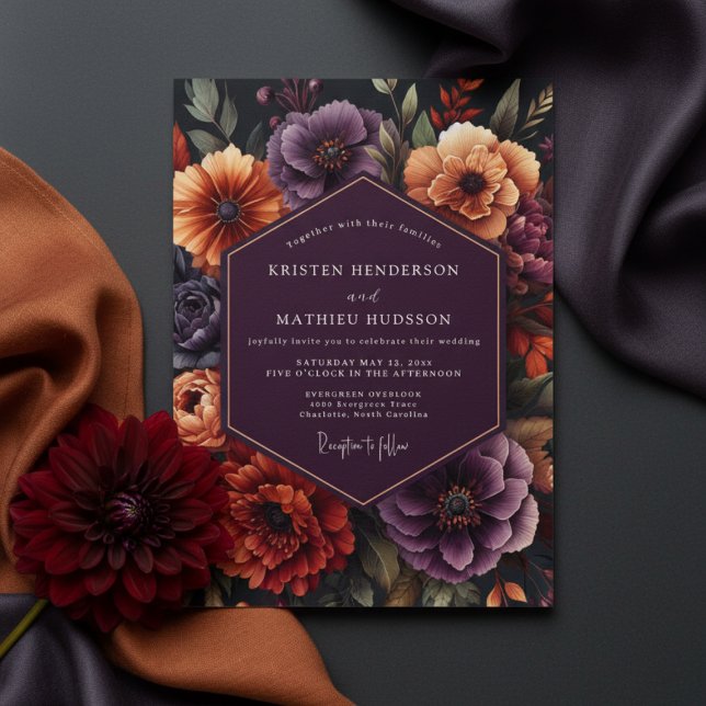Invitación Boda Botánica Opulenta de Ciruela (Subido por el creador)