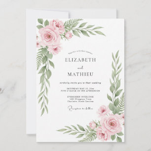 Invitación Boda Botánica Orgánica Rosa Rubor