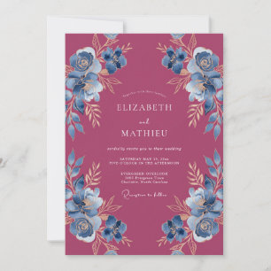 Invitación Boda Botánica Ornamentada Magenta