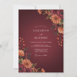 Invitación Boda botánica otoñal de Borgoña