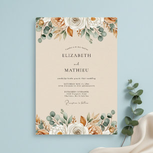 Invitación Boda Botánica Otoñal Ocre
