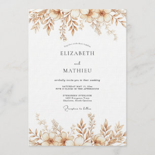 Invitación Boda Botánica Otoñal Sepia