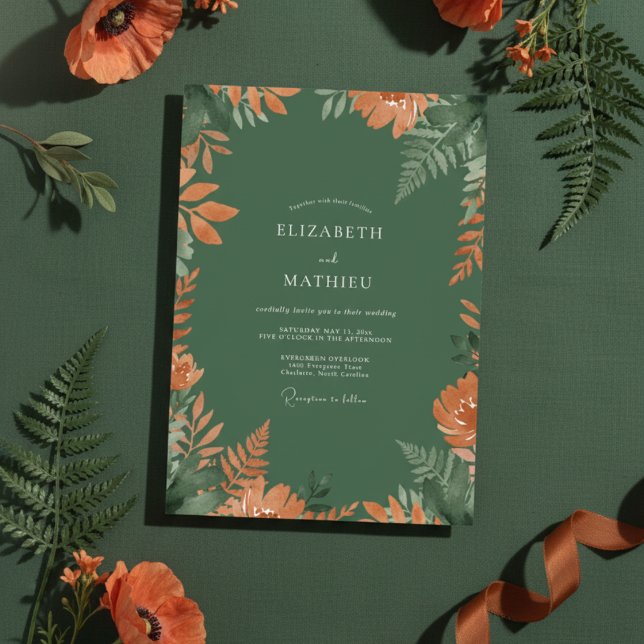 Invitación Boda Botánica Otoñal Verde Esmeralda (Subido por el creador)