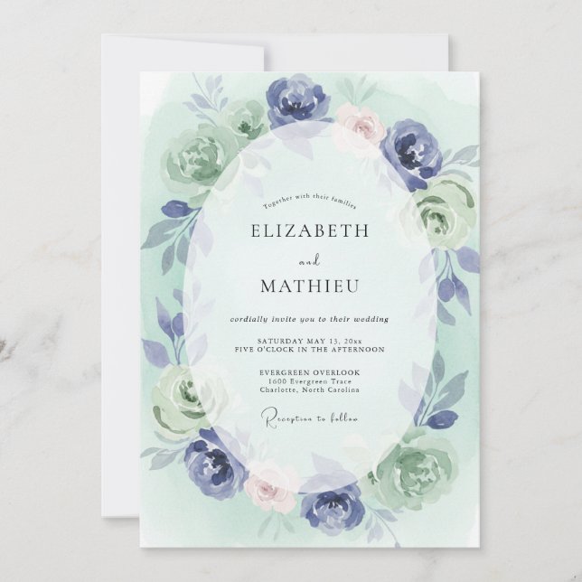 Invitación Boda Botánica Pintoresca de Marina (Anverso)
