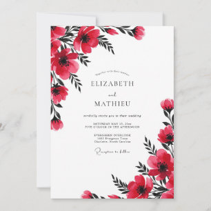 Invitación Boda Botánica Pintoresca Roja