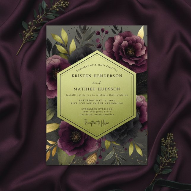 Invitación Boda Botánica Plum Moody (Subido por el creador)
