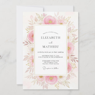 Invitación Boda Botánica Poética Rosa Rubor