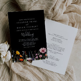 Invitación Boda Botánica Pradera Rústica Frente y Dorso