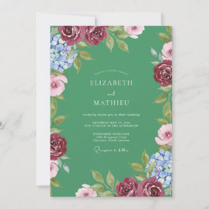 Invitación Boda Botánica Preciosa Verde Esmeralda