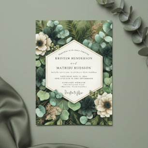 Invitación Boda Botánica Profundo Verde Caprichosa