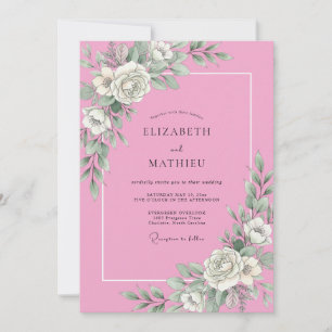 Invitación Boda Botánica Radiante de Color Rosa Caramelo
