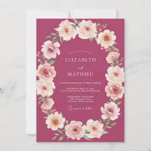 Invitación Boda Botánica Radiante de Frambuesa