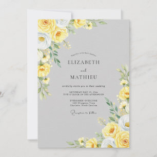 Invitación Boda Botánica Radiante Gris Claro