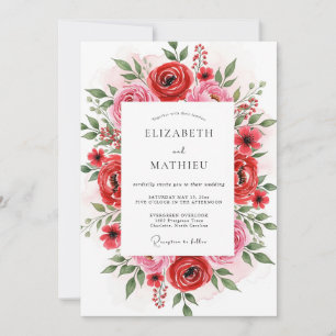 Invitación Boda Botánica Radiante Roja