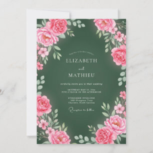 Invitación Boda Botánica Radiante Verde Cazador