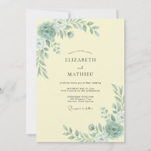 Invitación Boda Botánica Radiante Verde Espuma de Mar