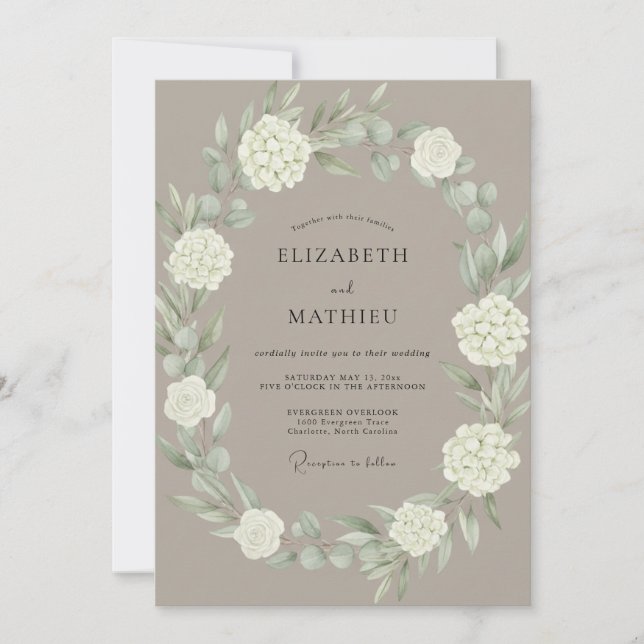 Invitación Boda Botánica Refinada de Hongos (Anverso)