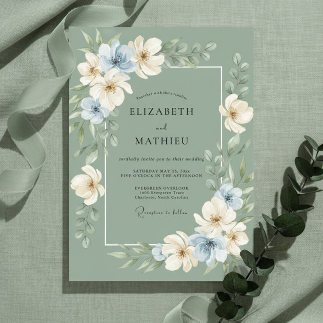Invitación Boda Botánica Refinada en Verde Salvia (Subido por el creador)
