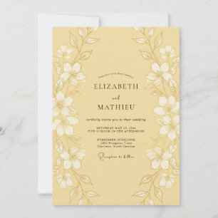 Invitación Boda Botánica Refinada Mostaza