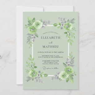 Invitación Boda Botánica Refrescante en Verde Salvia