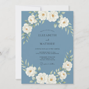 Invitación Boda Botánica Regia Azul Pizarra