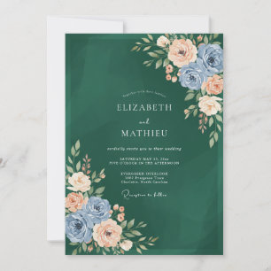 Invitación Boda Botánica Regia Verde Esmeralda